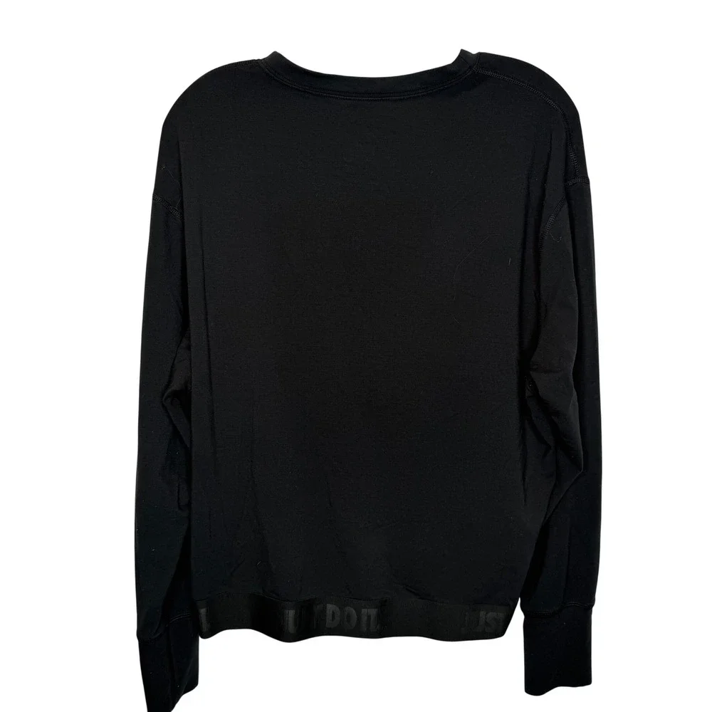 Nike Dri-FIT‎ Long Sleeve Athletic Top Black Just Do It Women's Medium Workout